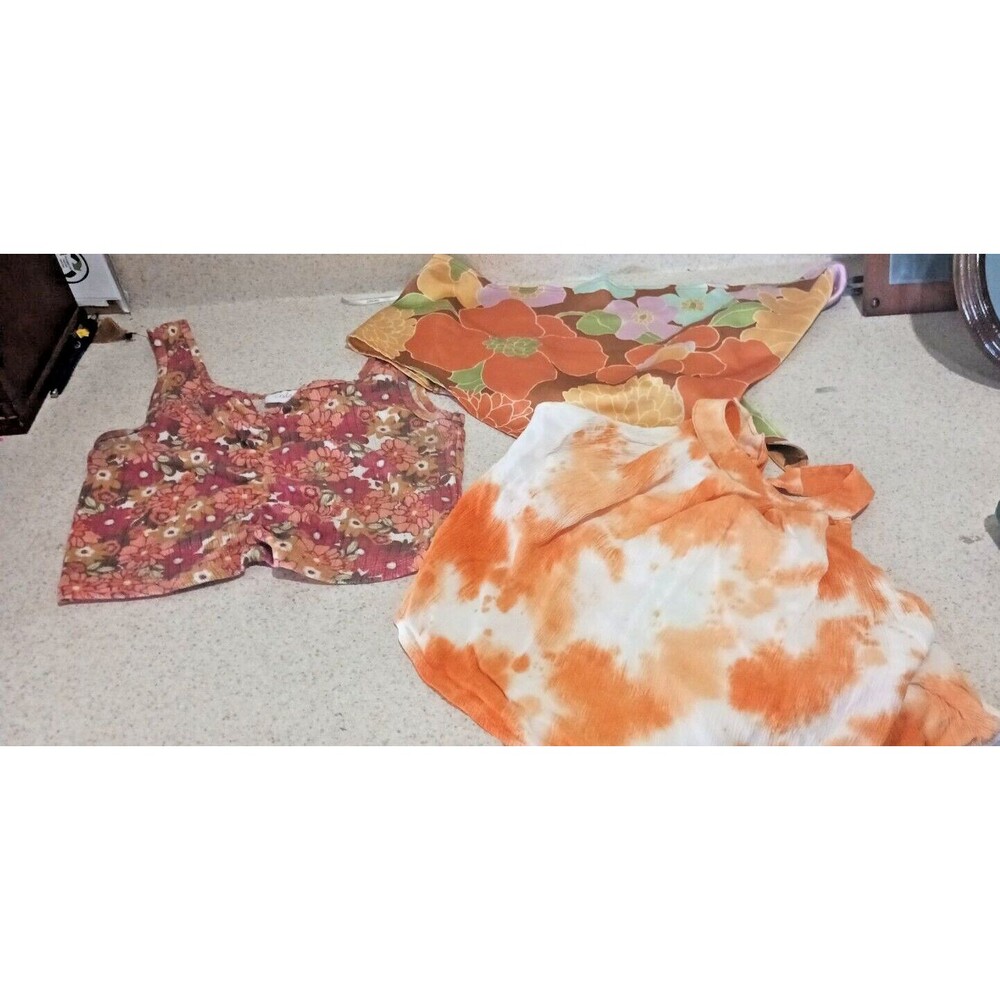 Lot  3 Orange Color Crop Tops Jr Size S/M summer festival resort vacation cruise